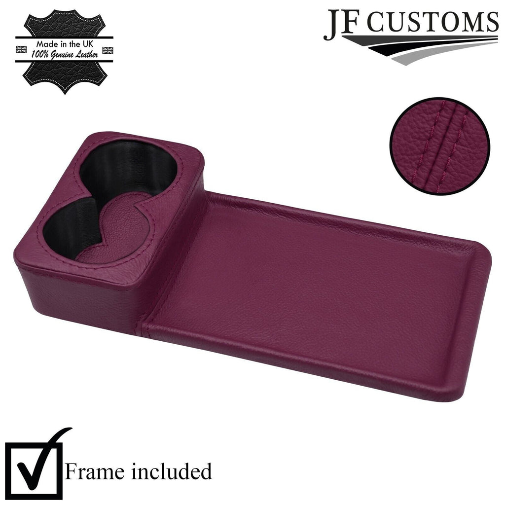 BURGUNDY LEATHER COVERED CONSOLE CUP HOLDER TRIM FOR MERCEDES W126 S CLASS 79-91