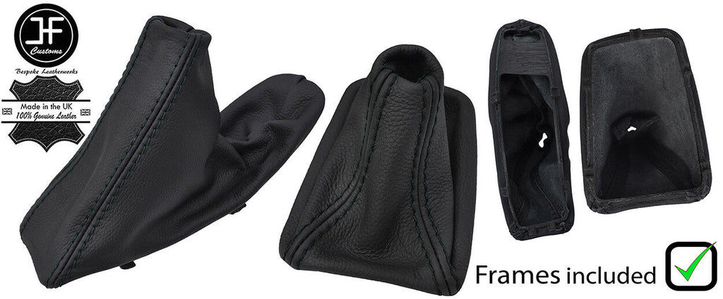 BLACK STITCH LEATHER AUTOMATIC GAITER SET+PLASTIC FRAME FOR BMW E90 E91 E92 E93