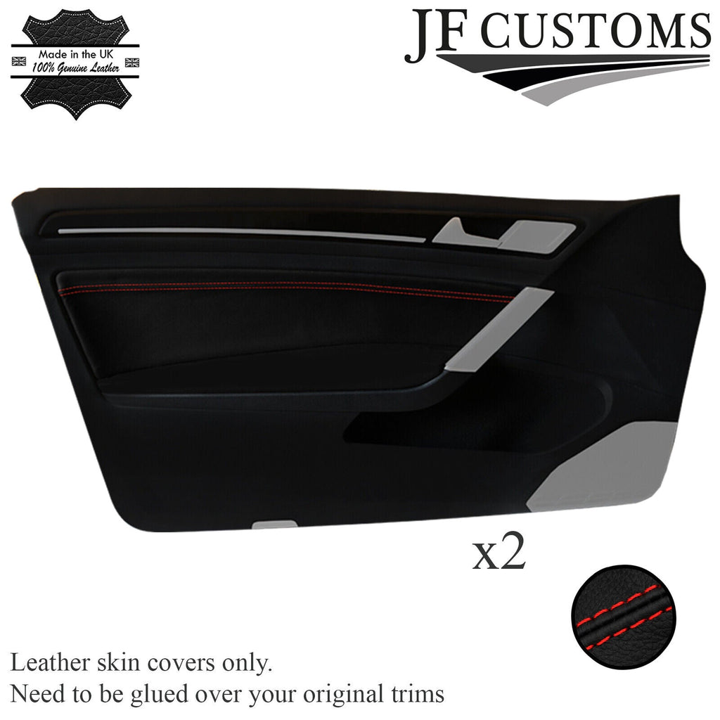 RED STITCH LEATHER 2X FRONT DOOR CARD TRIM COVER FOR VW GOLF MK7 13-19 3DR