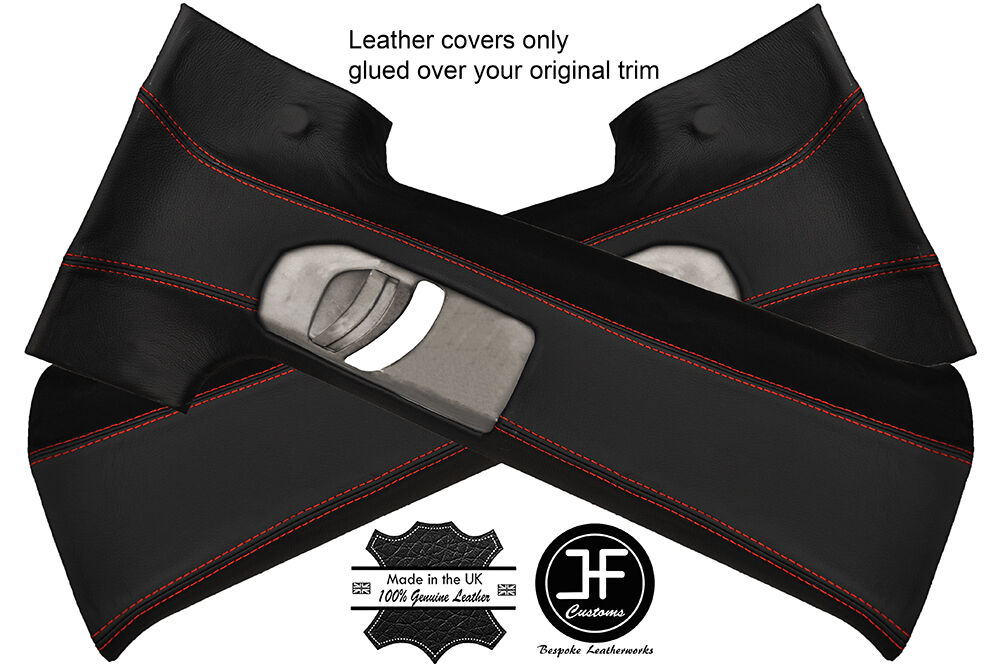 RED STITCHING 2X UPPER B PILLAR LEATHER COVERS FITS VW T4 MULTIVAN BUS