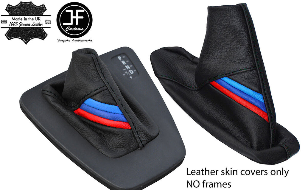 BLACK STITCH TRI STRIPE TOP GRAIN LTHR AUTOMATIC GAITER SET FOR BMW E90 E91 E92
