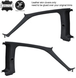 BLACK STITCH 2X A B PILLAR TRIM LEATHER COVERS FITS HONDA PRELUDE MK5 1997-2002