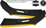 BLACK & YELLOW LEATHER 2X UPPER B PILLAR COVERS FITS VW T5 TRANSPORTER CARAVELLE