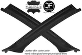 BLACK & BLACK 2X A PILLAR REAL LEATHER COVERS FOR BMW 3 E46 COUPE 1998-2005