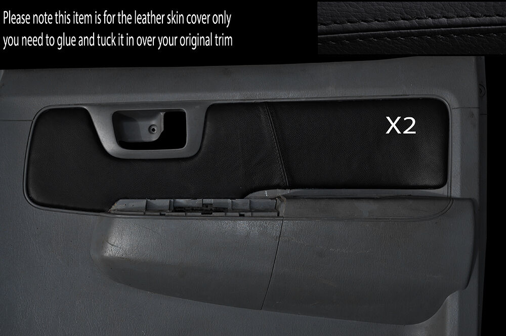 BLACK STITCH 2X REAR DOOR CARD TRIM SKIN COVERS FITS TOYOTA HILUX 05-15