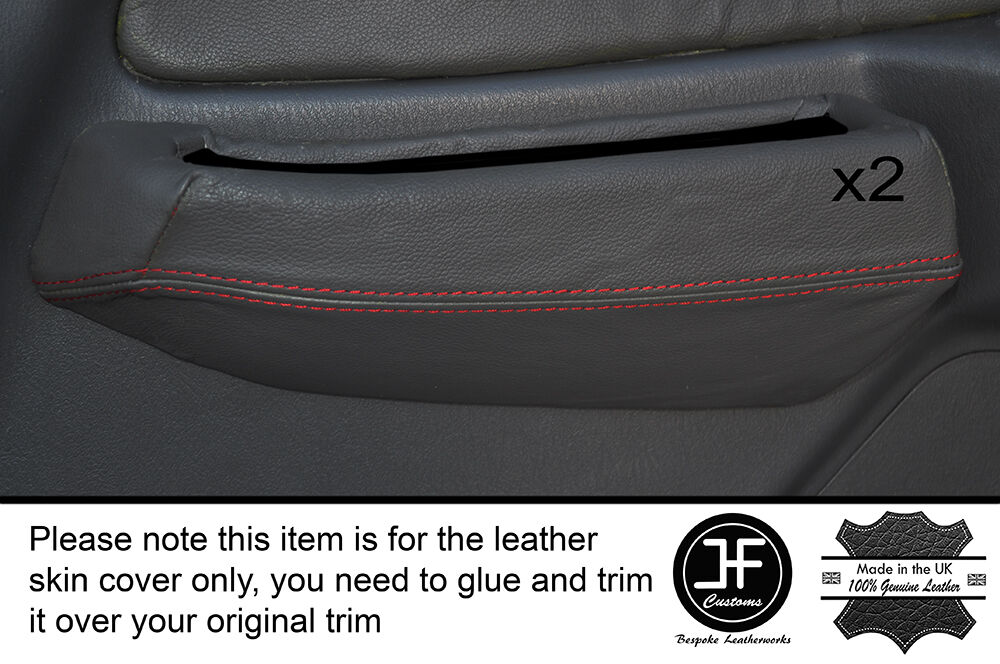 RED STICH 2X FRONT GREY DOOR SWITCH TRIM SKIN COVERS FITS MITSUBISHI L200 K74