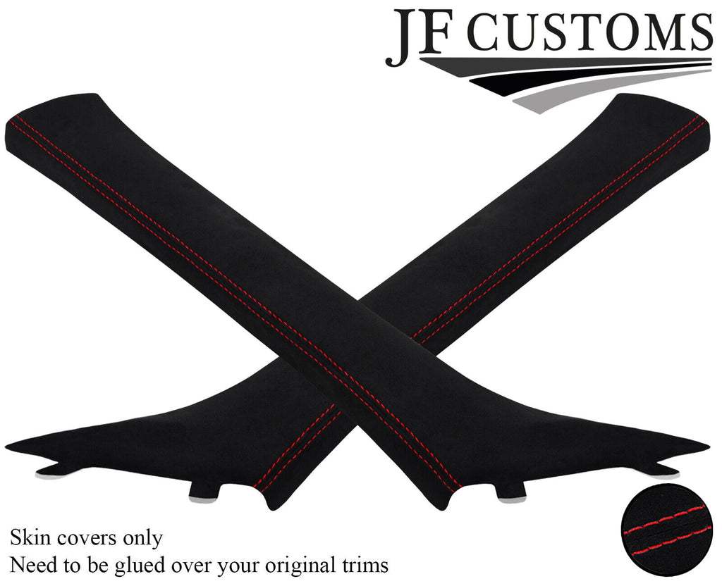 RED STITCH SUEDE  2X A POST PILLAR COVERS FITS BMW 3 SERIES F30 F31 11-18
