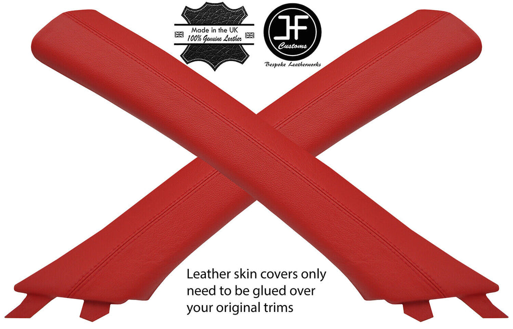 RED REAL LEATHER 2X A PILLAR TRIM COVERS FITS KIA STINGER 2017-2019 CUSTOM NEW