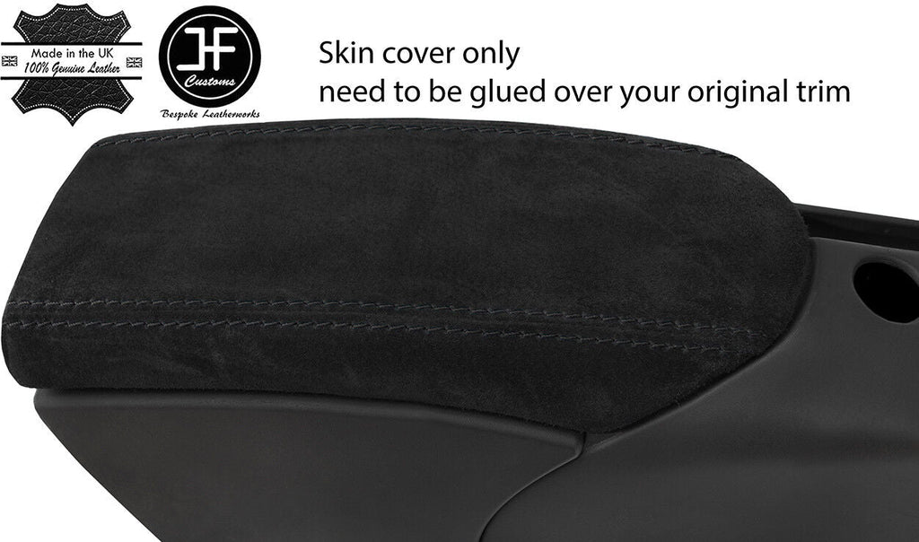 BLACK STITCH REAL SUEDE ARMREST LID COVER FOR PORSCHE 986 BOXSTER CARRERA 996