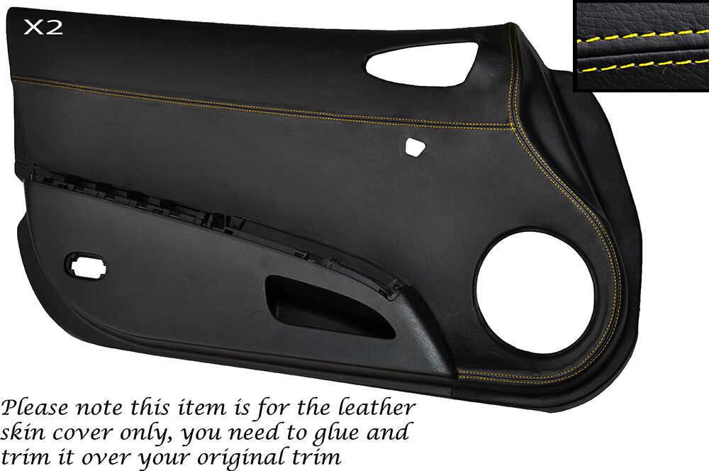 YELLOW STITCHING 2X DOOR CARD LEATHER SKIN COVERS FITS NISSAN 350Z 2002-2005