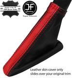 BLACK & RED STRIPE REAL LEATHER HANDBRAKE GAITER FITS VOLVO V40 2012-2018