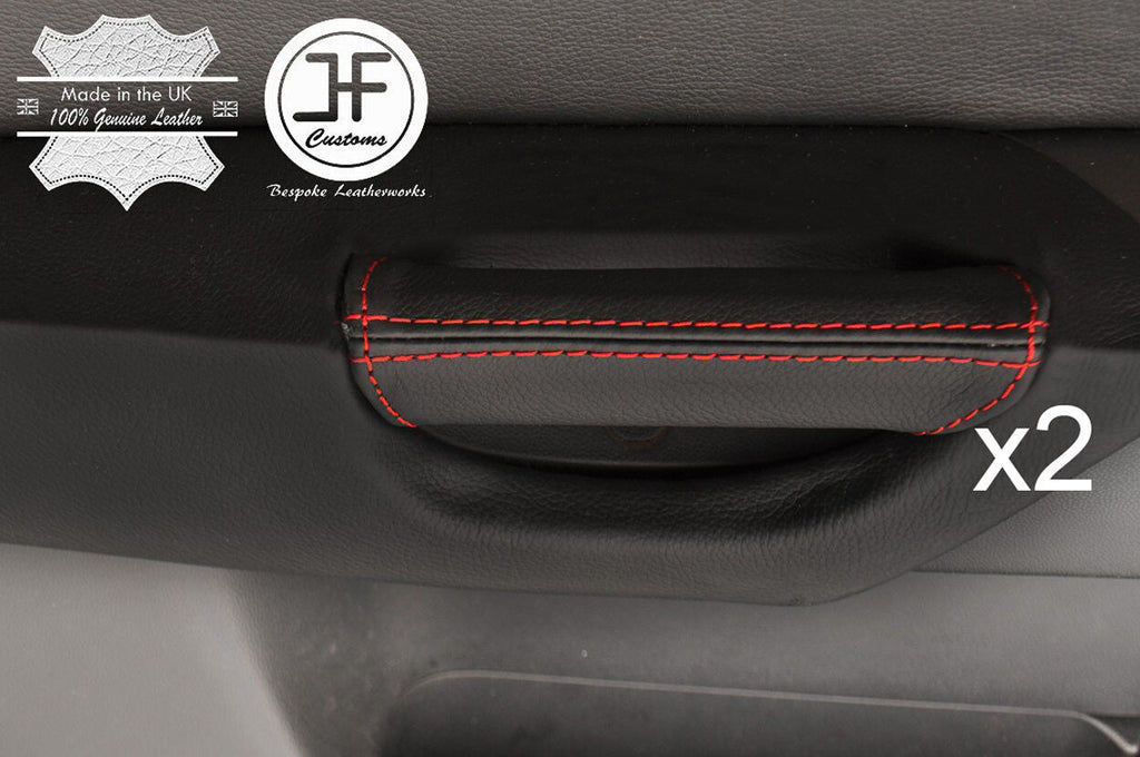 RED STITCHING 2X FRONT DOOR HANDLE LEATHER COVERS FITS MAZDA 3 03-09 5 DOOR
