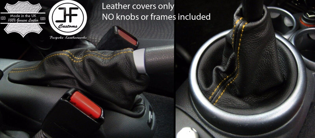 YELLOW STITCH REAL LEATHER GEAR & HANDBRAKE GAITER FITS MINI COOPER S ONE 01-06