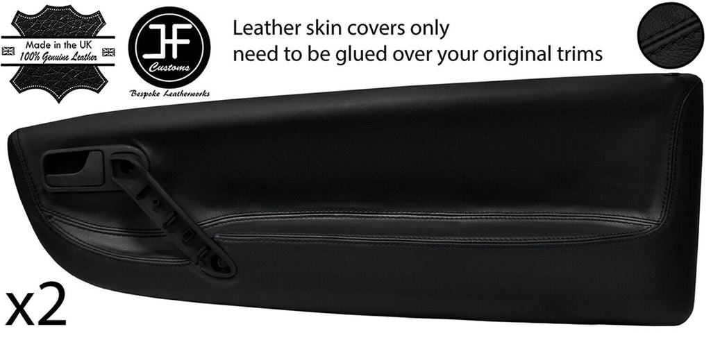 BLACK STITCH 2X FRONT DOOR CARD TRIM LEATHER COVERS FITS VW LUPO 98-05 STYLE 2