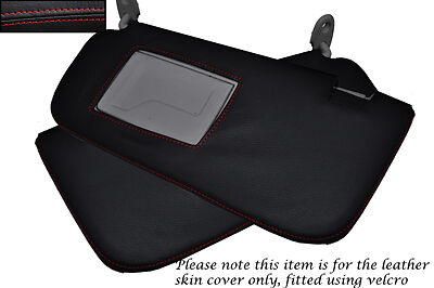 RED  STITCH FITS MITSUBISHI L200 WARRIOR 2006-2013  2X SUN VISORS LEATHER COVERS