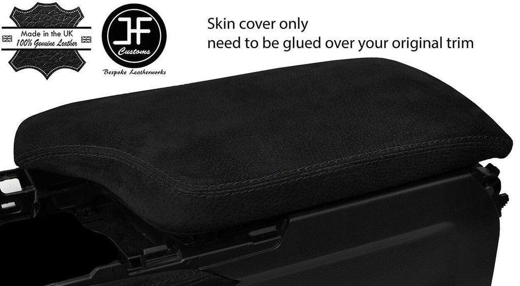 BLACK STITCH REAL SUEDE ARMREST LID COVER FOR LEXUS RC 200 300 350 2014-2018