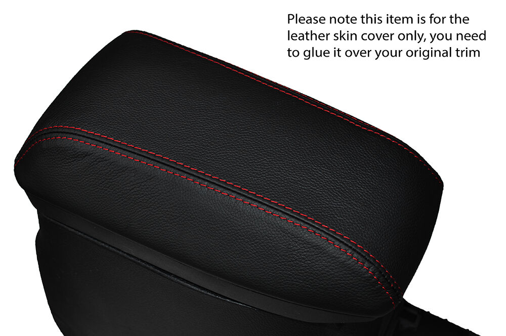 RED STITCH ARMREST LEATHER SKIN COVER FITS TOYOTA AURIS 2012-2015 CUSTOM NEW