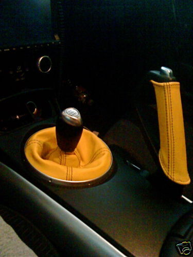 FITS MAZDA RX8 03+ GEAR GAITER + HANDBRAKET QUALITY YELLOW CUSTOM NEW MADE IN UK