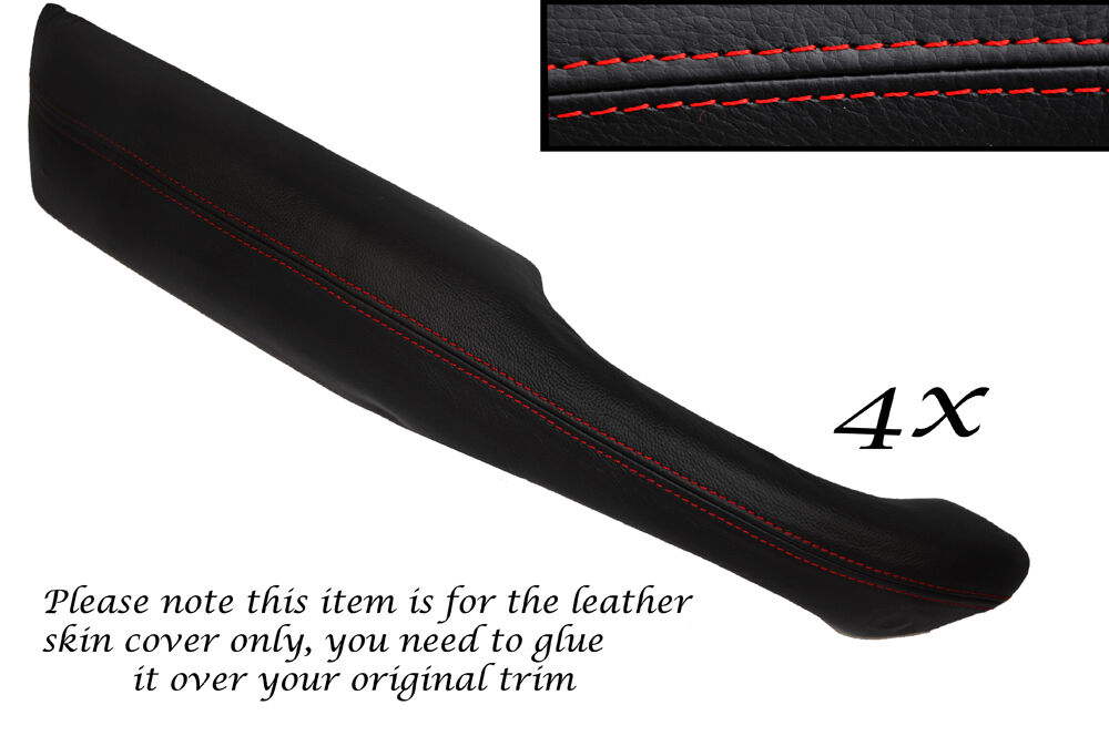 RED STITCH 4X DOOR HANDLE ARMREST LEATHER COVERS FITS RANGE ROVER P38 94-02