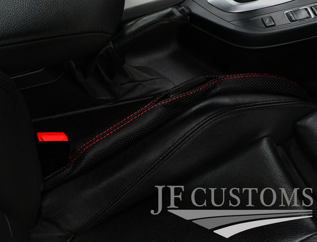 RED STITCH PERFORATED LEATHER 2XCAR KEY HOLDER PROTECTOR FOR BMW E60 04-11