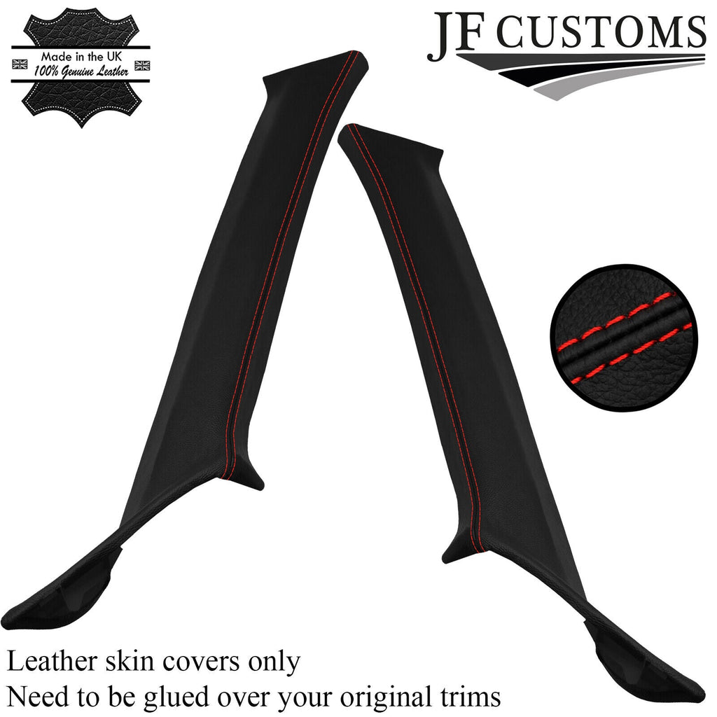RED STITCH LEATHER 2X A PILLAR COVER FOR MITSUBISHI LANCER EVO 7 8 9 01-07 JF2