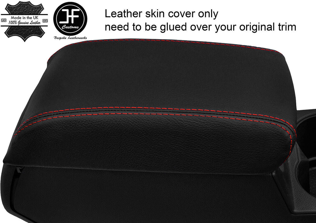 RED STITCH ARMREST LID REAL LEATHER COVER FITS SEAT ATECA 2016-2019 CUSTOM NEW