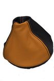 FITS FIAT 500  GEAR GAITER GENUINE LEATHER 07+ BLACK ORANGE CUSTOM NEW