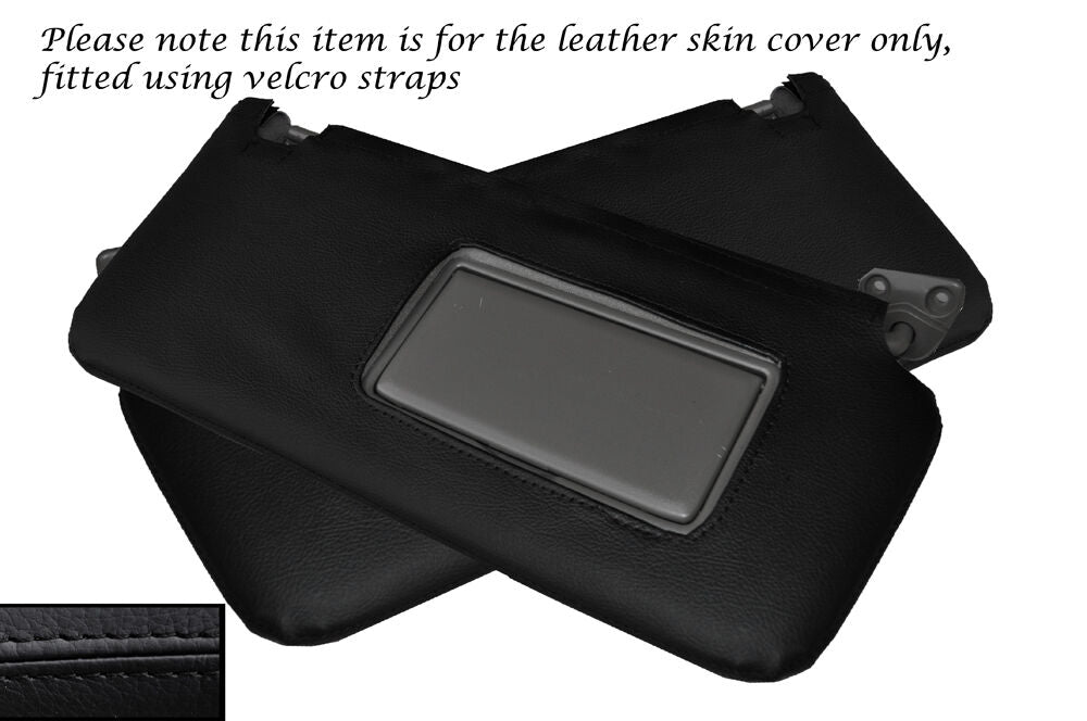 BLACK STITCH 2X SUN VISORS LEATHER SKIN COVERS FITS NISSAN PATROL Y61 1998-2013