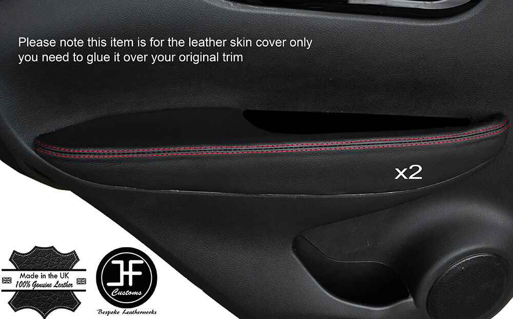 RED STITCH 2X REAR DOOR ARMREST LEATHER COVERS FITS NISSAN QASHQAI J11 13-16