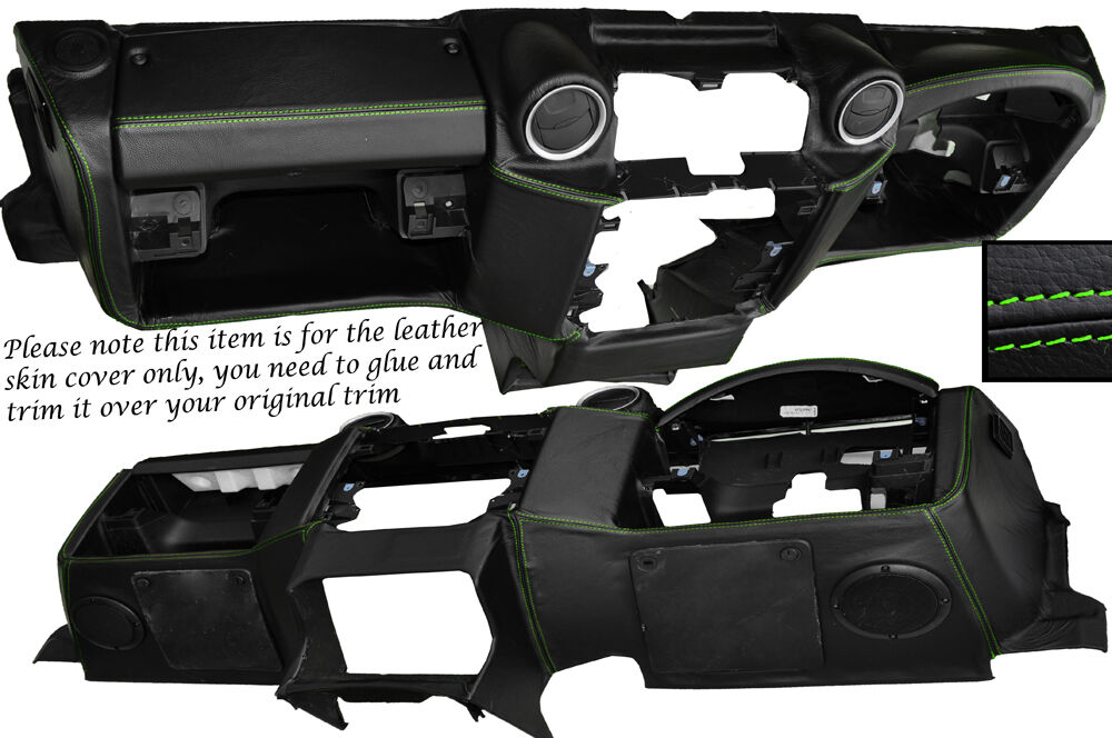 GREEN STITCH DASH DASHBOARD LEATHER SKIN COVER FITS LAND ROVER DEFENDER 07-14