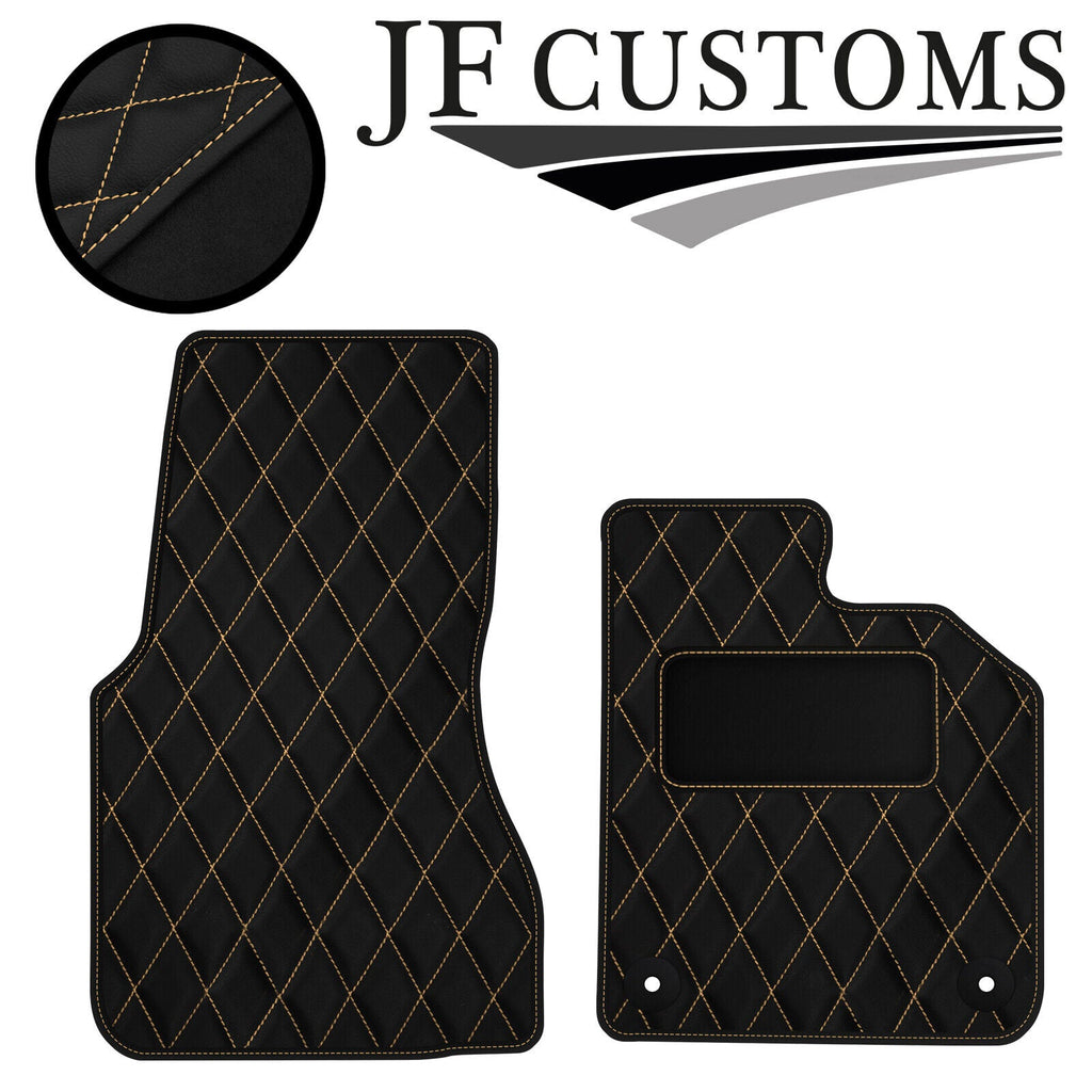 CREAM DIAMOND STITCH VINYL 2X TAILORED FLOOR CARPET FOR SMART FORTWO 453 14-21