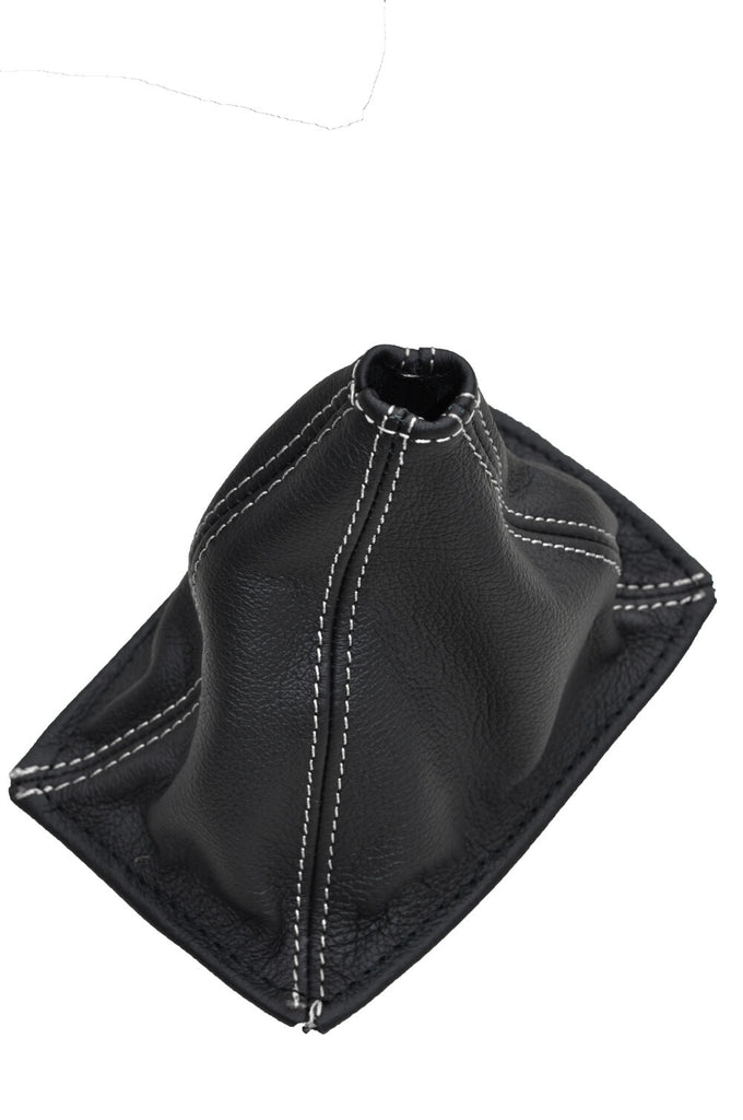 WHITE DOUBLE STITCH FITS TOYOTA MR2 MK1 AW11 1985-1989 BLACK LEATHER GAITER