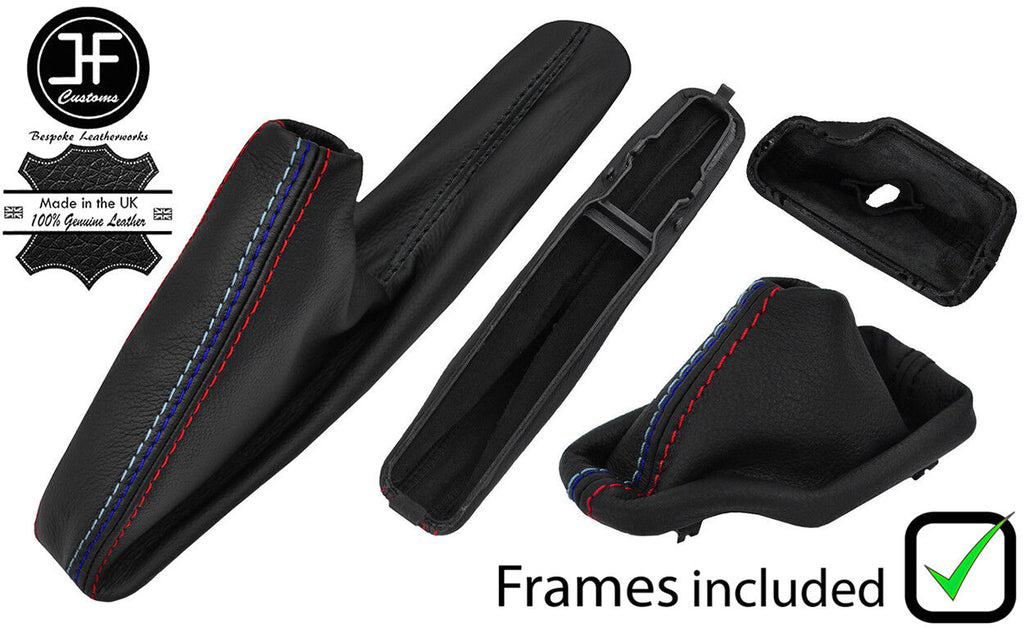 BLACK & TRI STITCH LEATHER AUTOMATIC GEAR & HANDBRAKE + PLASTIC FRAME FOR BMW Z3