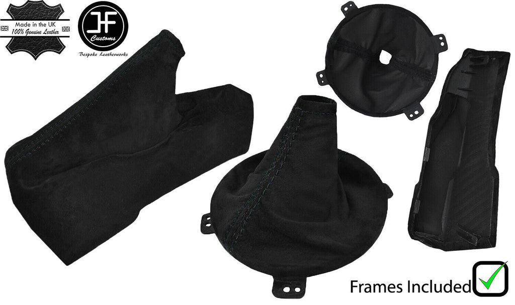BLACK STITCH SUEDE MANUAL GAITER SET + PLASTIC FRAME FOR SUBARU BRZ 2012-2018
