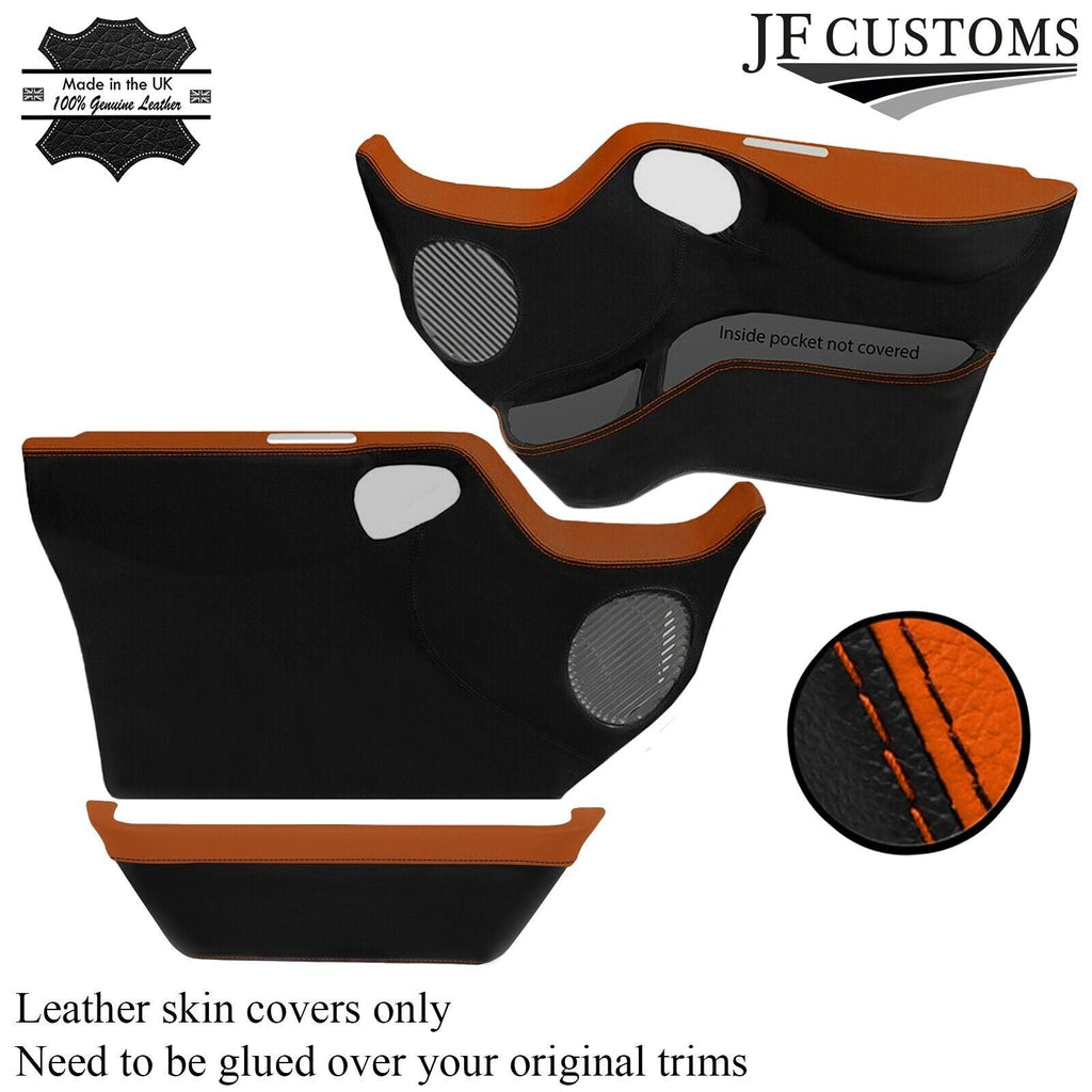 ORANGE BLACK 2X FRONT FULL DOOR CARD LEATHER COVERS FOR FORD TRANSIT MK7 06-14