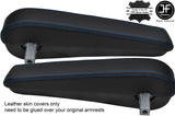 BLUE STITCH 2X ARMREST SKIN COVERS FITS MERCEDES V CLASS VITO W638 1996-2003