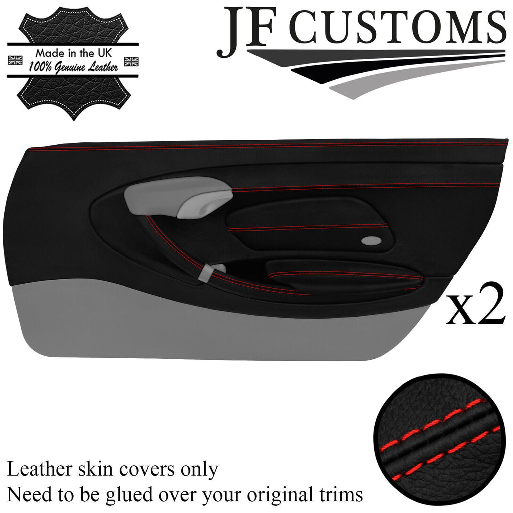 RED STITCH LEATHER 2X TOP DOOR CARD COVER FOR PORSCHE BOXSTER 986 96-04 JF1