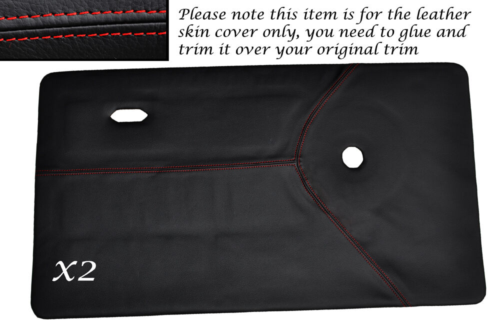 RED STITCH 2X FRONT DOOR CARDS LEATHER SKIN COVERS FITS MINI CLASSIC COOPER