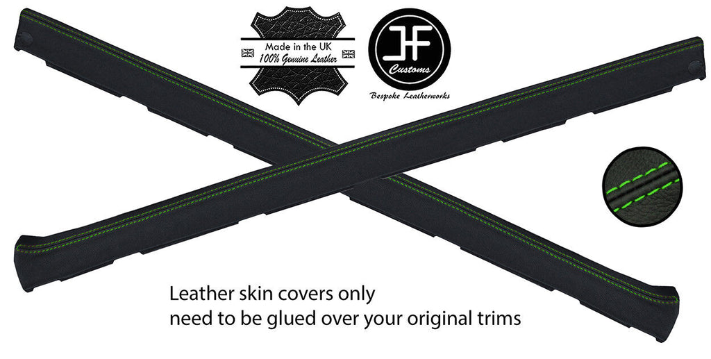 GREEN STITCH 2X UPPER DOOR CAPPING LEATHER COVERS FOR VW GOLF MK1 CABRIO JETTA