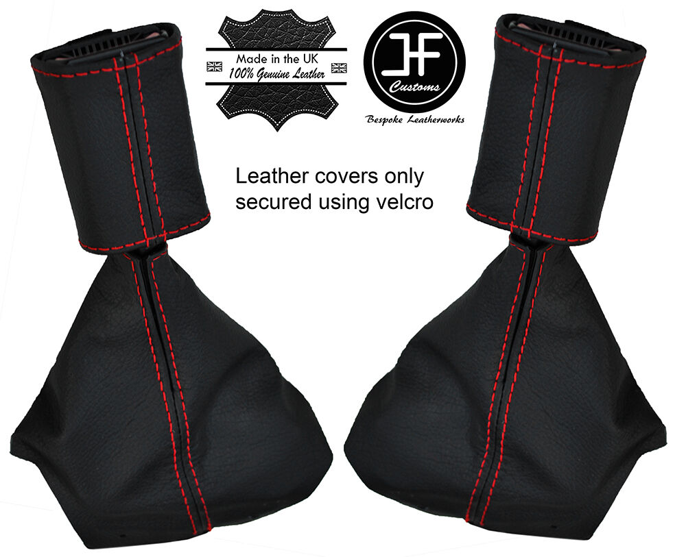 RED STITCH 2X FRONT SEAT BELT & SLEEVE LEATHER COVERS FITS BMW E39 96-03