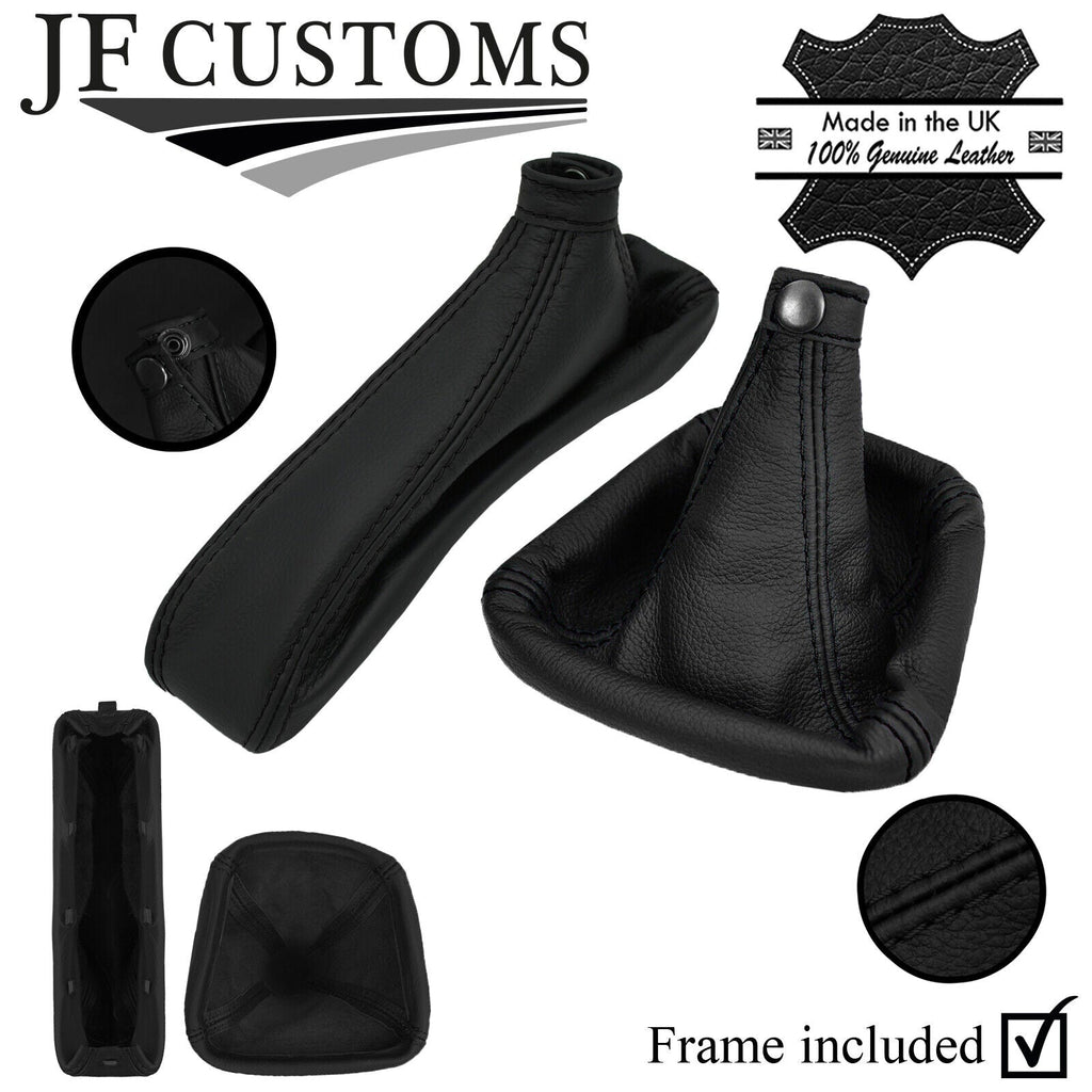 BLACK STITCH LEATHER GEAR HANDBRAKE +PLASTIC FRAMES FITS ALFA ROMEO 156 03-06