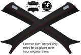 RED STITCH 2X A PILLAR REAL LEATHER COVERS FITS AUDI A6 C7 2011-2017 CUSTOM NEW