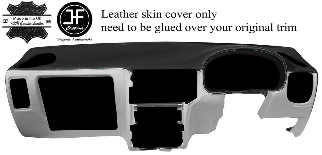 BLACK & WHITE 2 TONE LEATHER DASH DASHBOARD COVER FITS VW CADDY VAN MK2 95-03