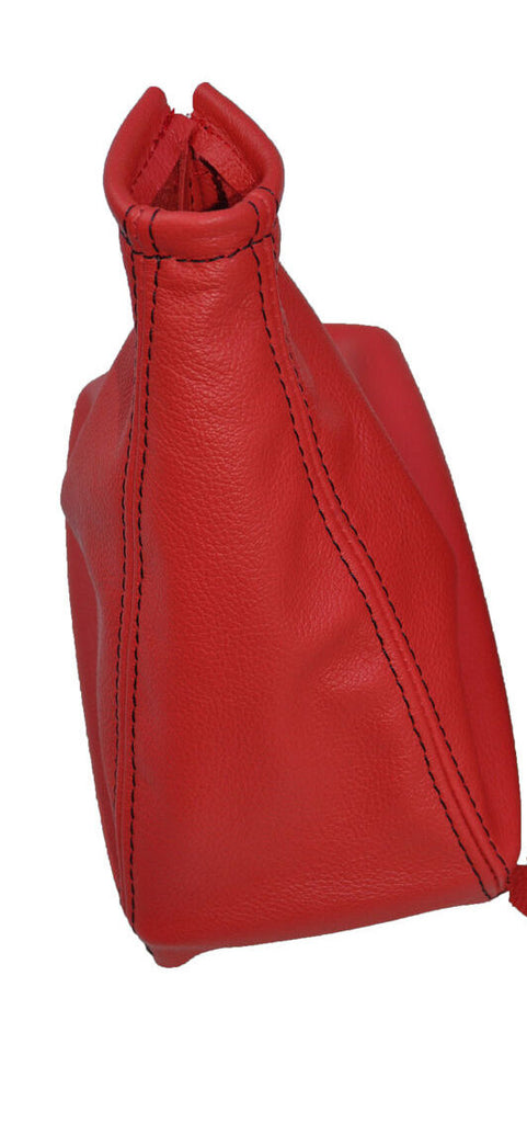 RED LEATHER FITS VAUXHALL CORSA C COMBO BARINA XC GEAR GAITER BLACK STITCH