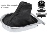 BLACK BLACK STRIPE TOP GRAIN LEATHER MANUAL GEAR GAITER FOR FORD MUSTANG 15-17