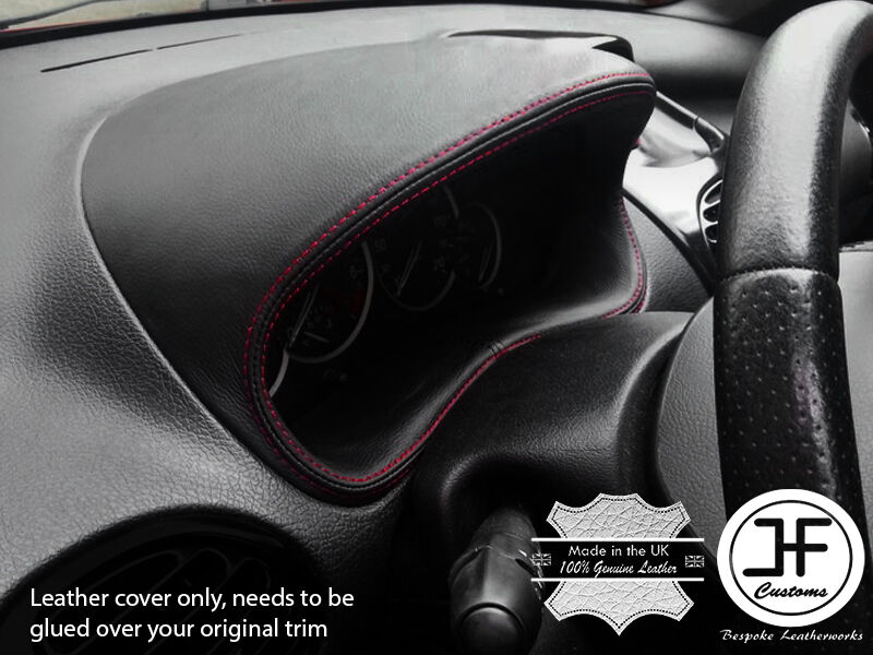 RED STITCH GAUGE SPEEDO HOOD LEATHER COVER FITS PEUGEOT 206 206 CC 1998-2012