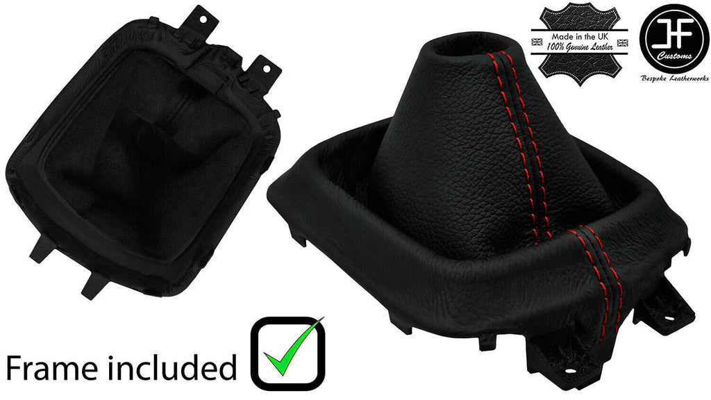 RED STITCH LEATHER MANUAL GEAR GAITER +PLASTIC FRAME FOR MAZDA CX5 CX-5 12-16
