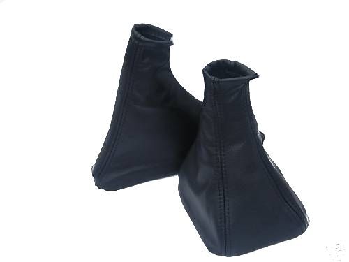 FITS PEUGEOT 106 BLACK LEATHER GEAR &  HANDBRAKE GAITER SET CUSTOM NEW