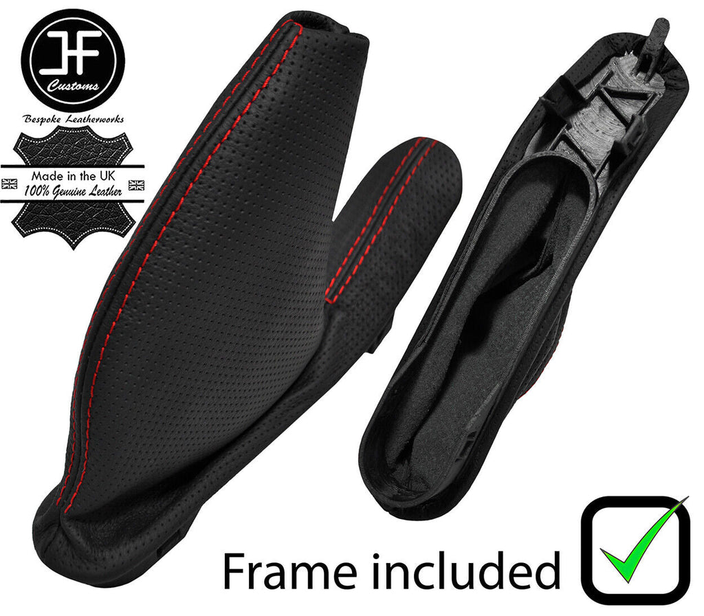 RED STITCH PERFORATED LEATHER HANDBRAKE + PLASTIC FRAME FOR ROVER 75 99-05
