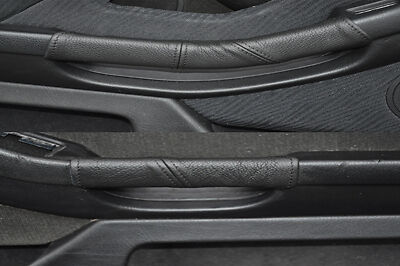 FITS BMW E39 1995-2003 black stitching 2X DOOR HANDLE COVERS BLACK LEATHER